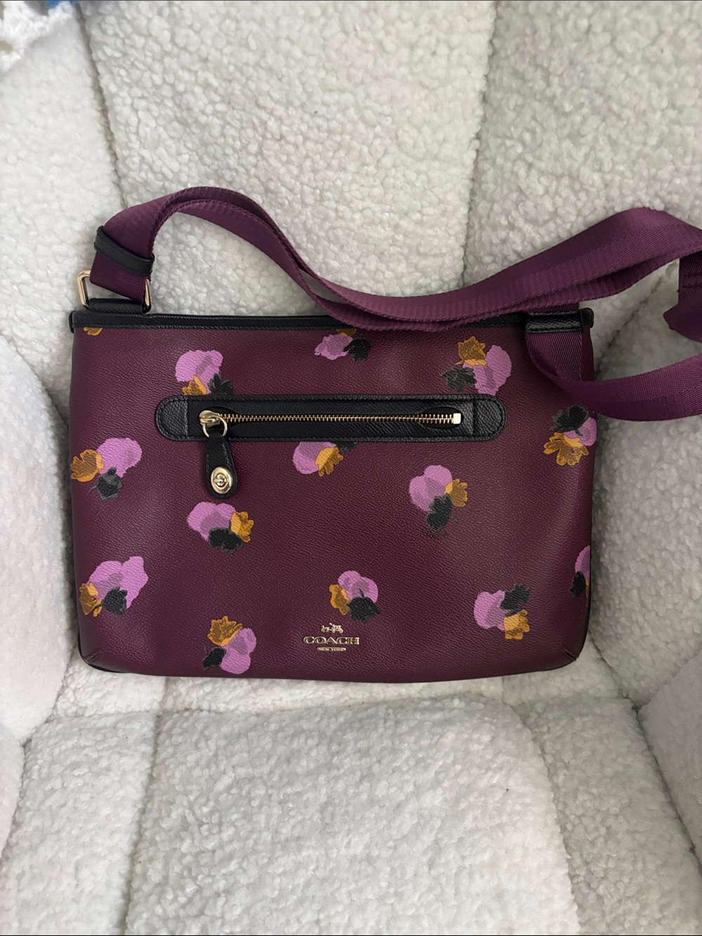 Coach Floral Print Crossbody Bag in Purple